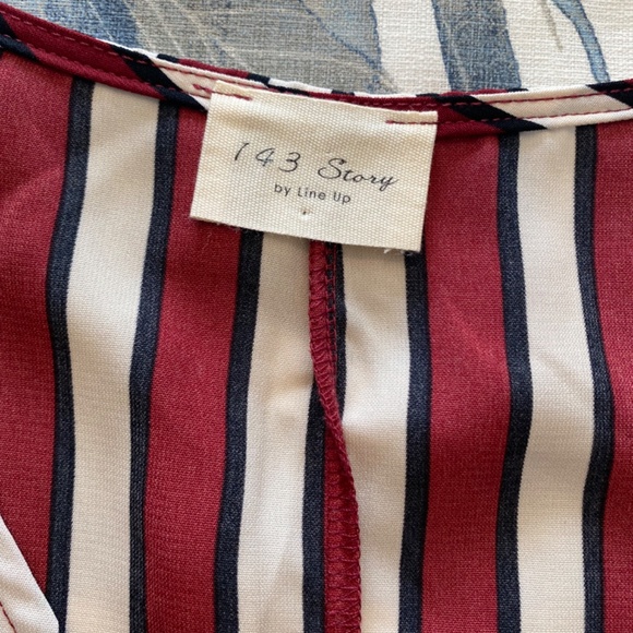 BUY 2 ITEMS GET 1 FREE - 143 Story by Line Up Striped Blouse Sz L - Picture 4 of 5